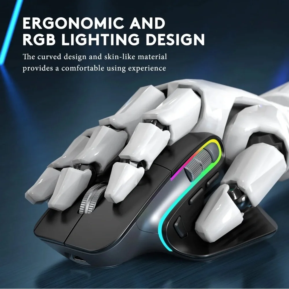 LED Wireless Mouse Ergonomic Silence Click Rechargeable 4000 DPI 9Multi Buttons